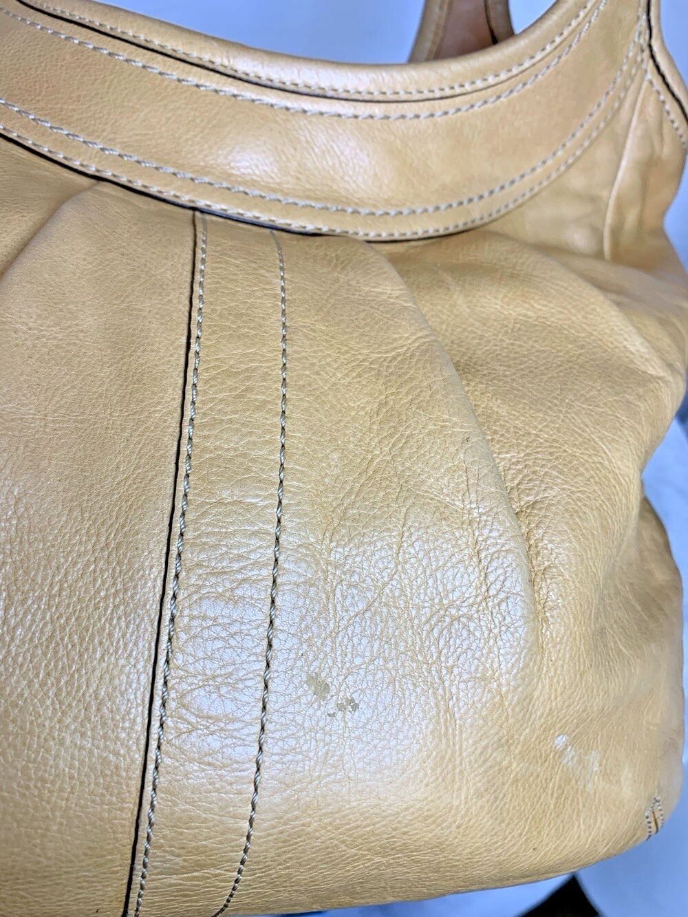 Coach Pleated Ergo Tote #12240 Tan Leather Tattersall Lining 2008 Shoulder Bag - Picture 9 of 16